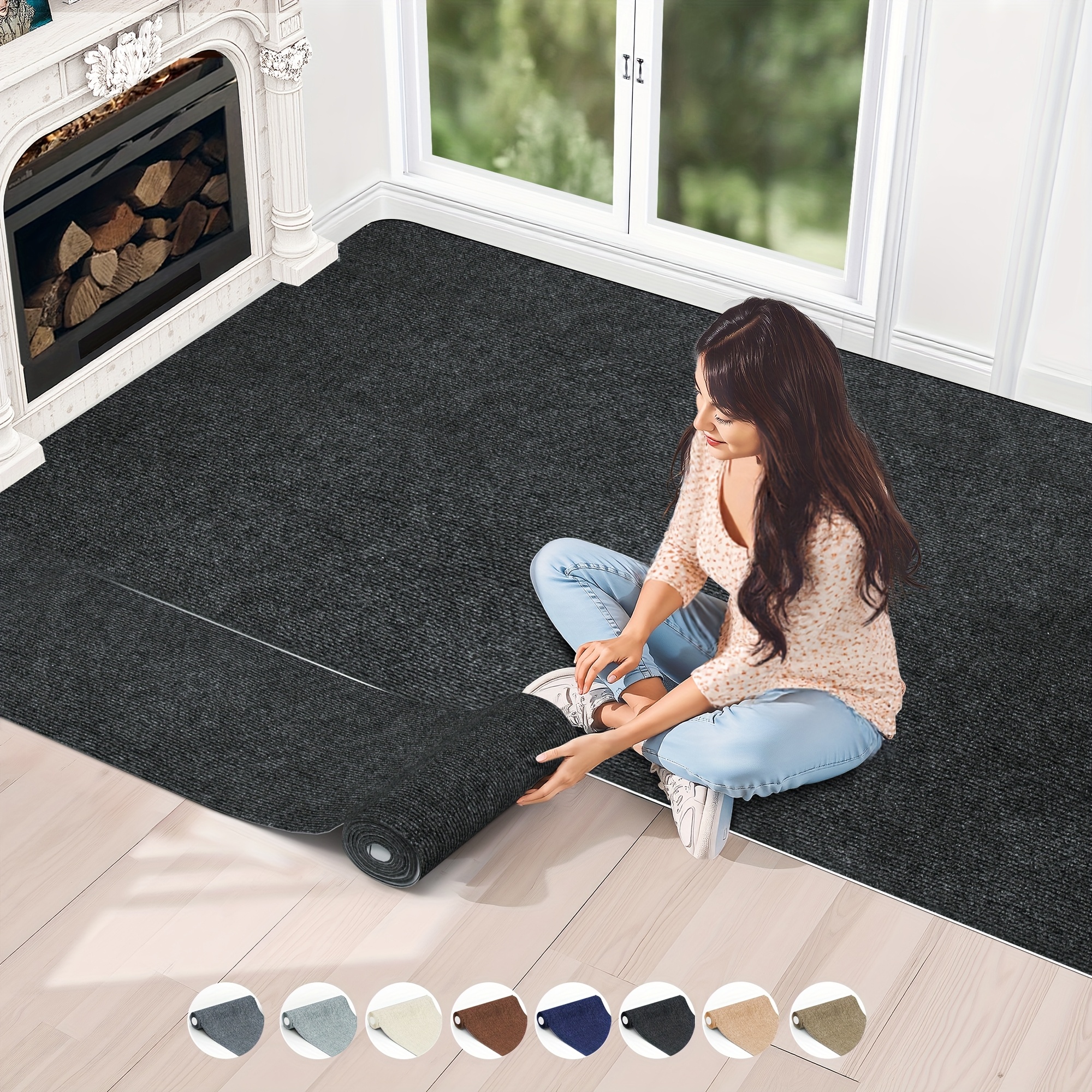 Rutschfester Teppich, selbstklebender Teppich, zuschneidbar und wiederverwendbar * für Treppenmatte, Flurmatte, Wohnzimmer, Schlafzimmer, dekorativer Frühlings- und Sommer-Teppich, 1 Rolle 40 cm * cm 