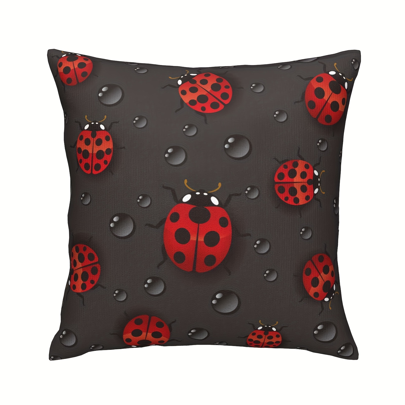 

1pc 18x18 In Square Throw Pillow Cover, Red Ladybugs Pillow Cases, Decorative Home Bedroom Sofa Pillowcases