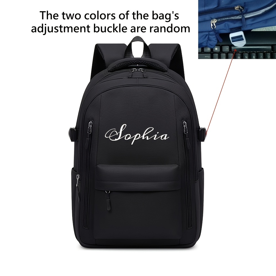 TEMU Sac à dos personnalisable avec un nom ou un numéro . Sac d'école tendance, décontracté, de grande , simple et de couleur unie, parfait pour la