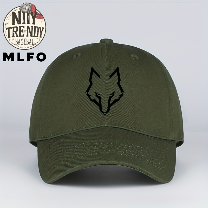 Image of Breathable Adjustable Wolf Head Print Baseball Cap, Stylish Men's , Suitable For Occasions With A Curved Brim, In , Perfect For Travel, Hiking, Biking, And Camping