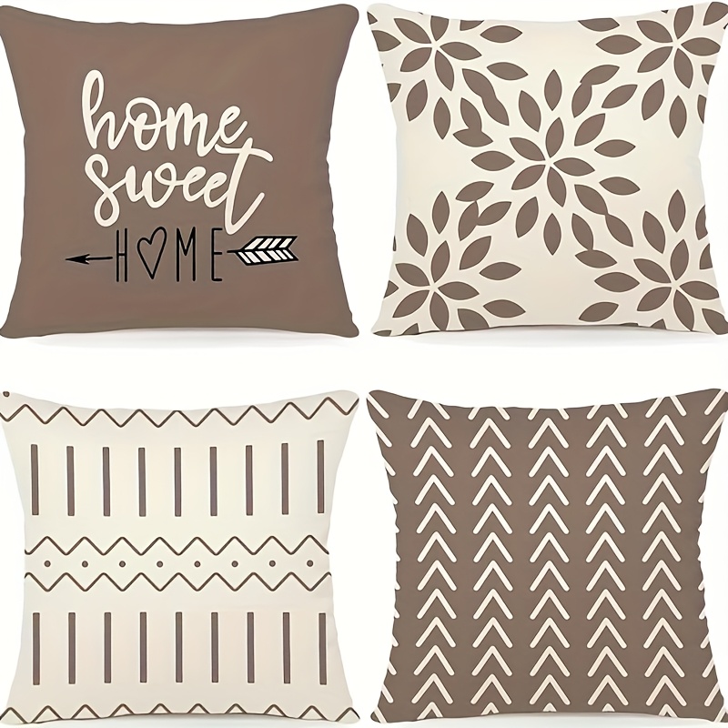 TEMU Set Of 4 Pillow Covers In Sizes, Modern Sofa Cushion Covers, Decorative Outdoor Pillow Covers Suitable For Sofa Beds And Cars, , Single-sided