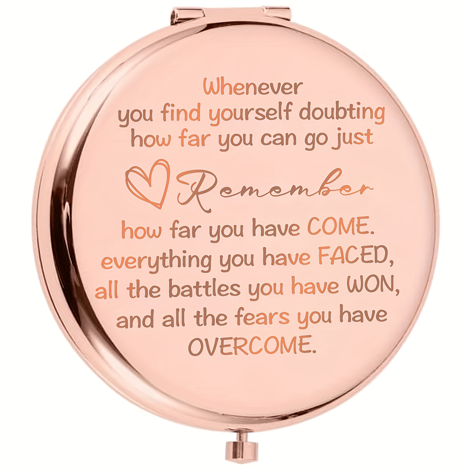 TEMU Rose Golden Sister Gift Makeup Mirror - Portable Compact Mirror, Portable Vanity Mirror With Slogan , Perfect Birthday Graduation Or Christmas