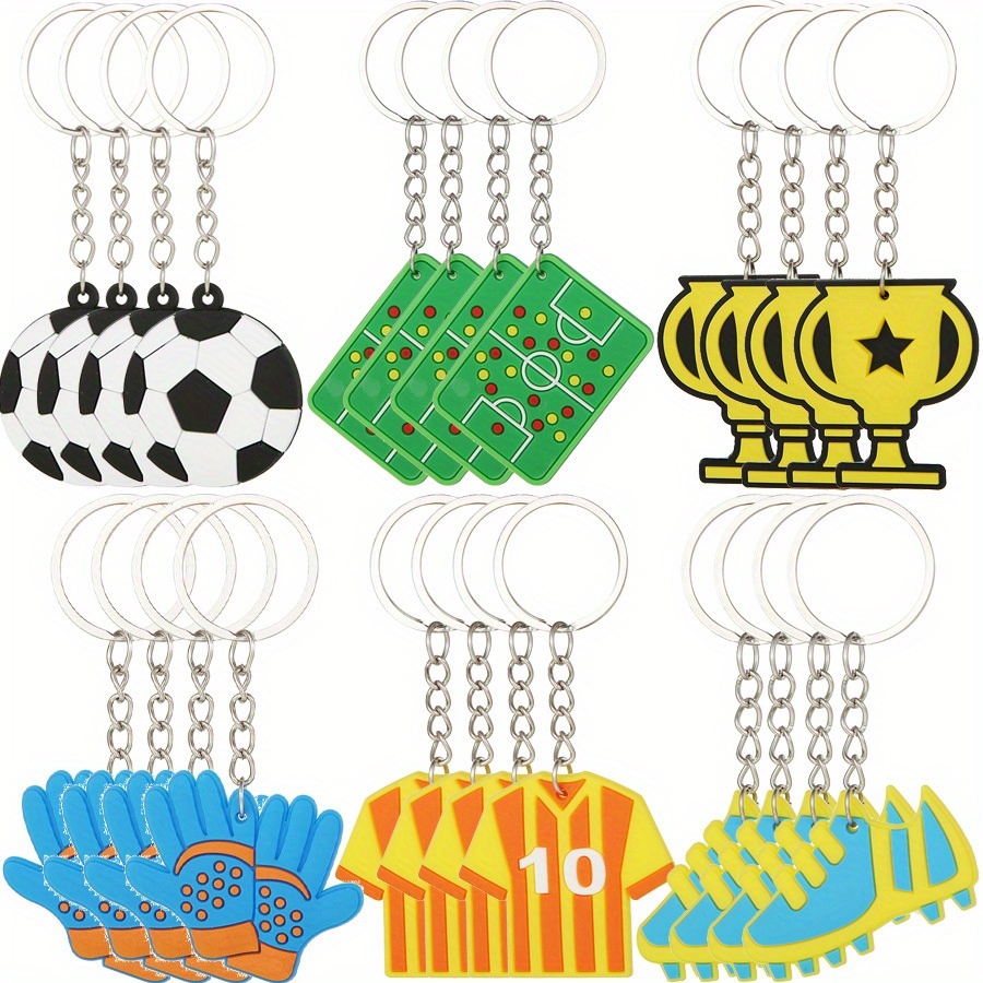 item picture 24pcs soccer keychains mini football jersey sneakers   key ring bulk football key holder for boy girl sport birthday party favors   fillers backpack decorations 6 styles