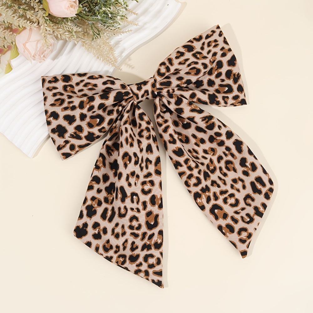 TEMU 1pc Dark Leopard Print Bow Hair Clip For Women Elegant Animal Print Hair Accessory For Everyday Outfits And Ideal For A Touch To Hairstyles