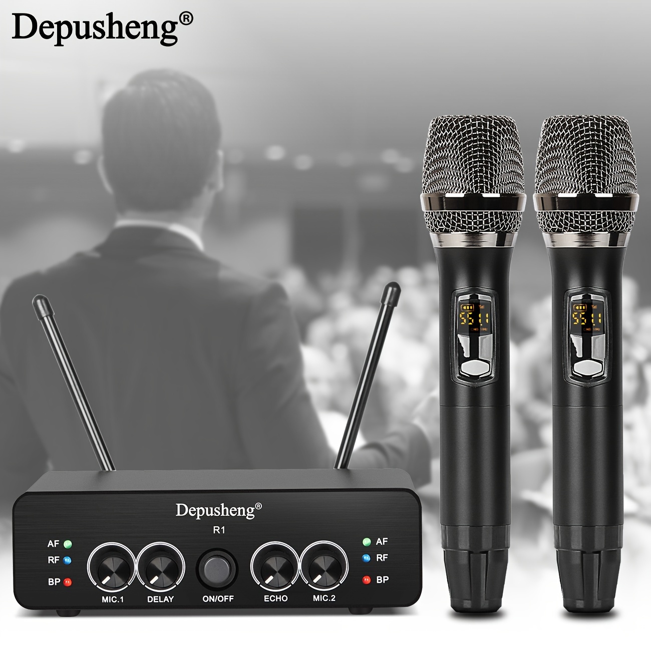 Micrófonos inalámbricos profesionales para canto de karaoke, micrófono  dinámico UHF dual recargable, con receptor UHF de larga distancia, Plug and