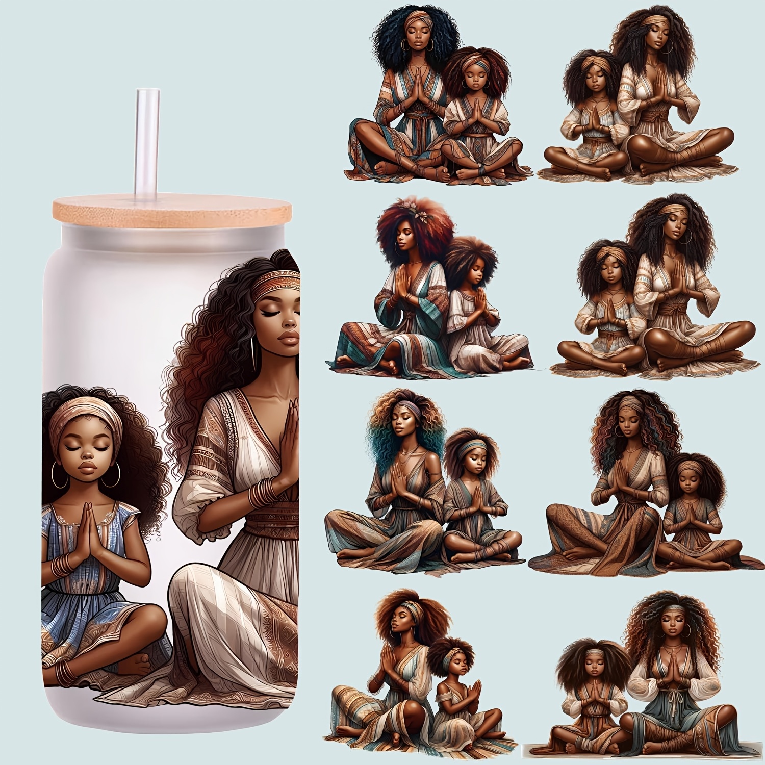 

5pcs/set Beautiful Mom 16oz Glass Jar Decorative Stickers, Uv Dtf High Adhesive Vinyl Wraps For Mugs