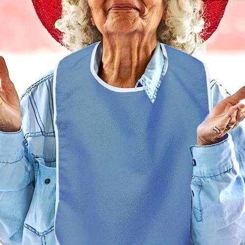 1pc or 4pcs light blue adult bibs adjustable machine washable grade bib aprons with hook and loop closure durable nursing homes use unisex for men women adult spoons