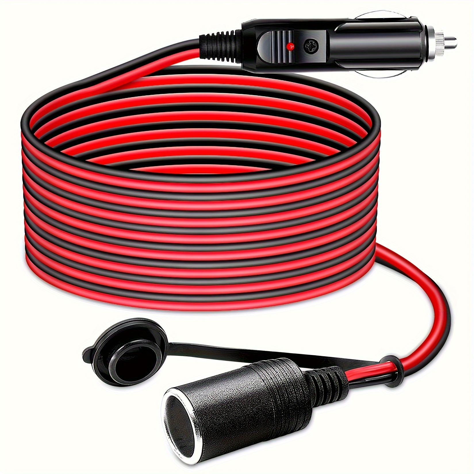 TEMU Car Plug Extension Cord 16awg 12ft, Car Extension Cord For Cooking Appliances For Truckers, Camping Appliances, Car Charger