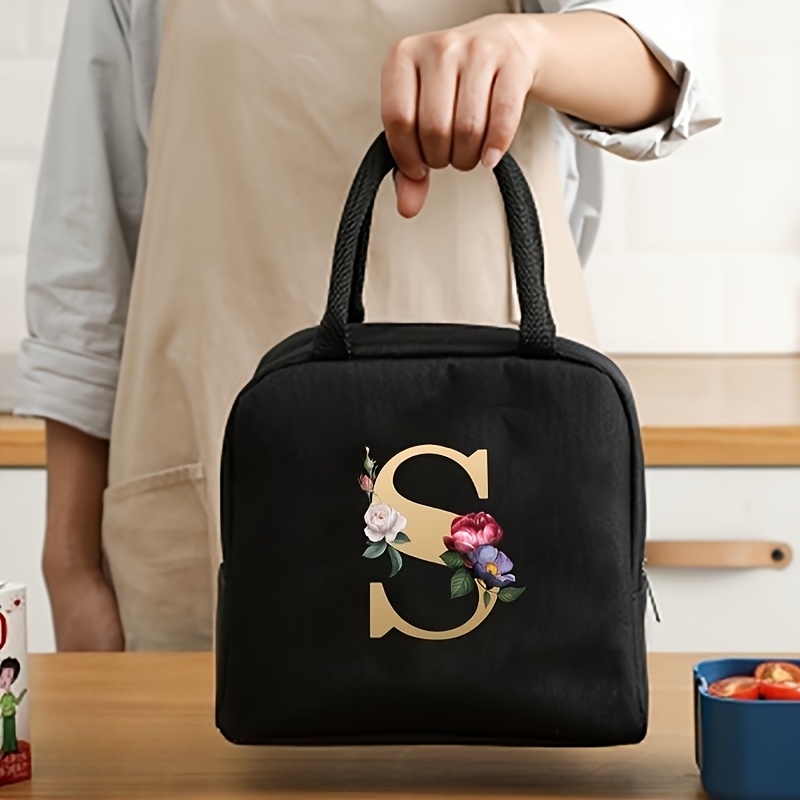 TEMU Portable Insulated Bag For Work And School, Letter-printed Insulated Tote, Simple-style Hand-carry Cooler Bag, Multiple Styles Of Handbags,