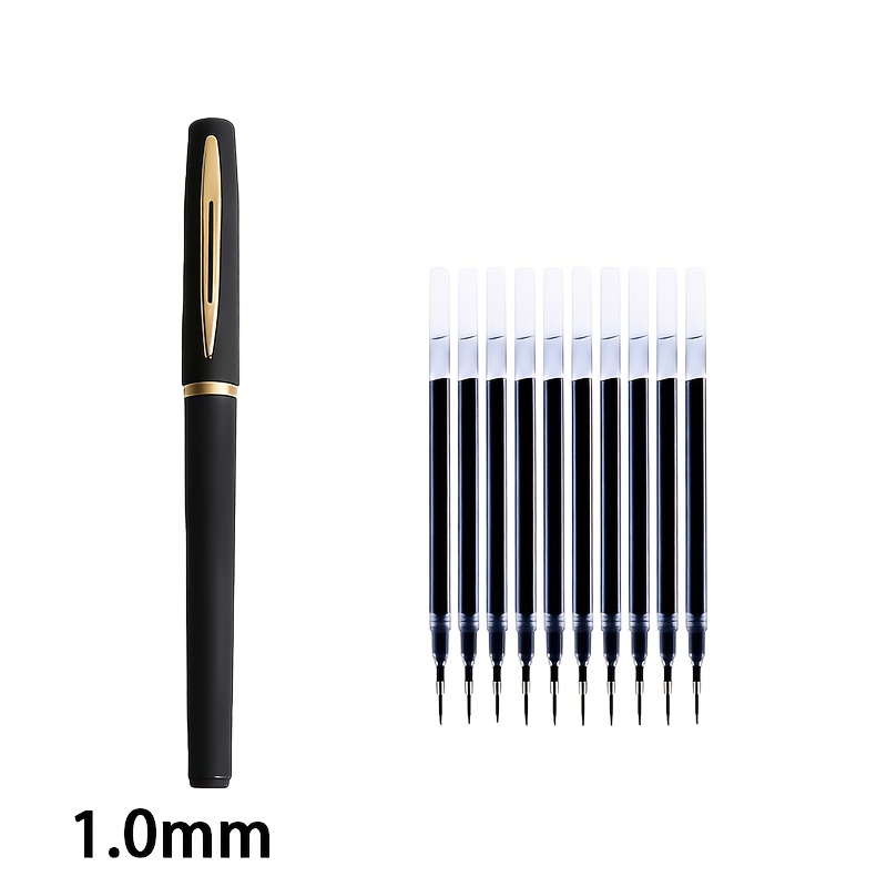 TEMU 11pcs High-capacity Gel Pen Set, Includes 1 Pen + 10 Refills. High-capacity Gel Pens Are Suitable For Business, Office, Practice, And Daily