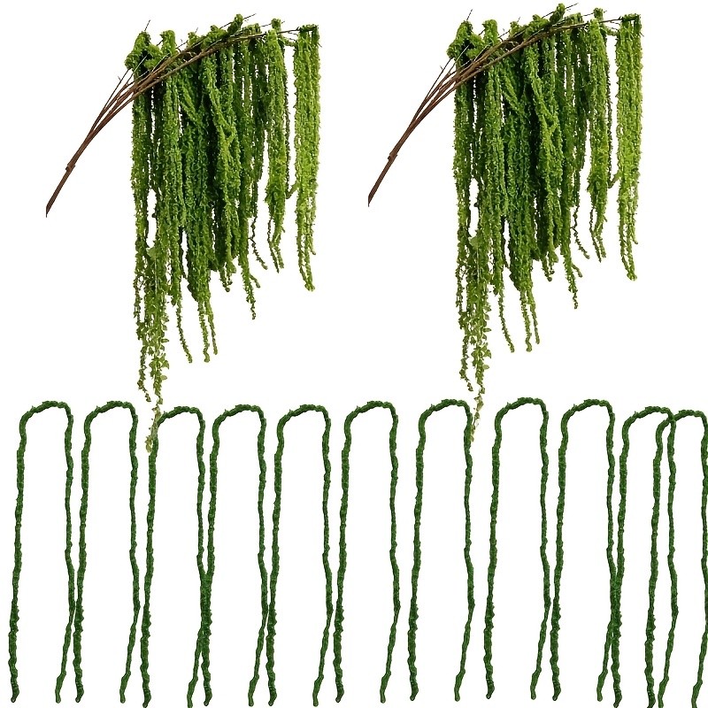 TEMU 13pcs Set - Artificial Simulation Hanging Moss - Elegant Green Wisteria Hanging Flowers, Suitable For Bohemian Home Decor, Party, Wedding