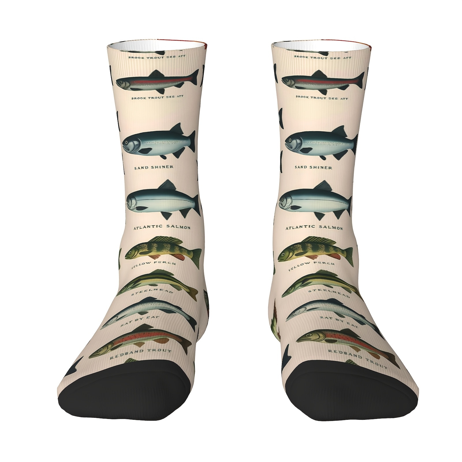 TEMU Une paire de chaussettes unisexes pour sports extérieurs, chaussettes à motif poisson, lavables en machine, idéales pour les amateurs de sports