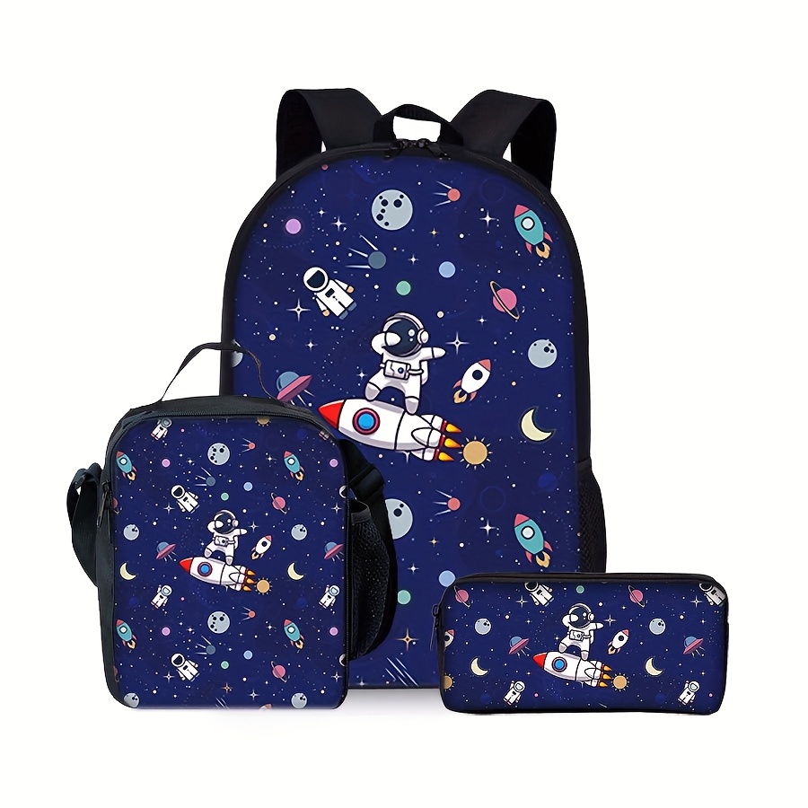 space rocket astronaut black backpack set three Temu United Arab