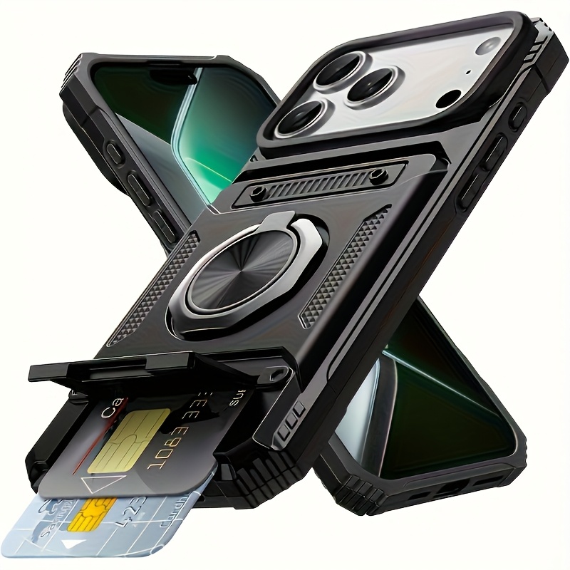 phone case shockproof with card slot phone case protective cover compatible for iphone17 17air 17 pro and 17 pro max for iphone 16 pro max 15 pro 14 plus 13 pm 12 11 mini   fits iphone 17 series models with card storage function ring