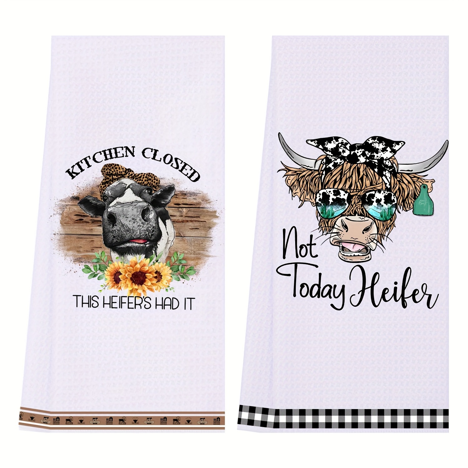 

2pcs Funny , Cute Cow Kitchen Towels, Farmhouse Kitchen Towels, Funny Cow Decor, Cow Dish Towels, For