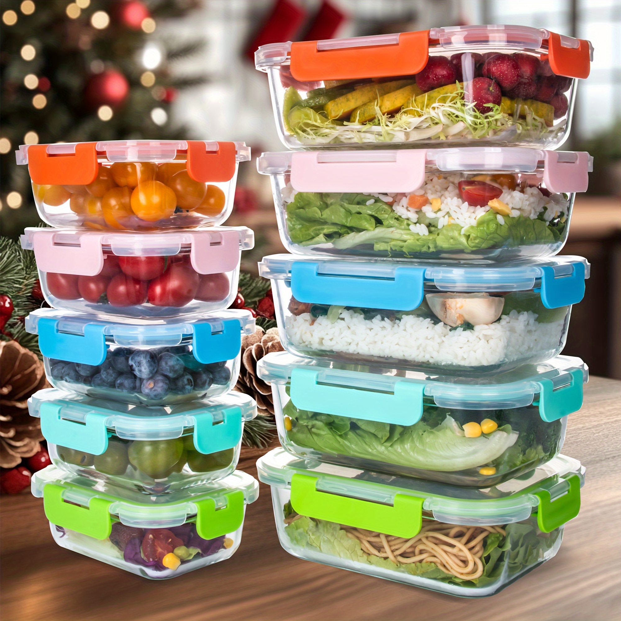 

20pcs (10 Containers + 10 ) Glass Food Storage Containers With Airtight , Ideal For Meal Prep, Lunches - Microwave And Dishwasher Safe