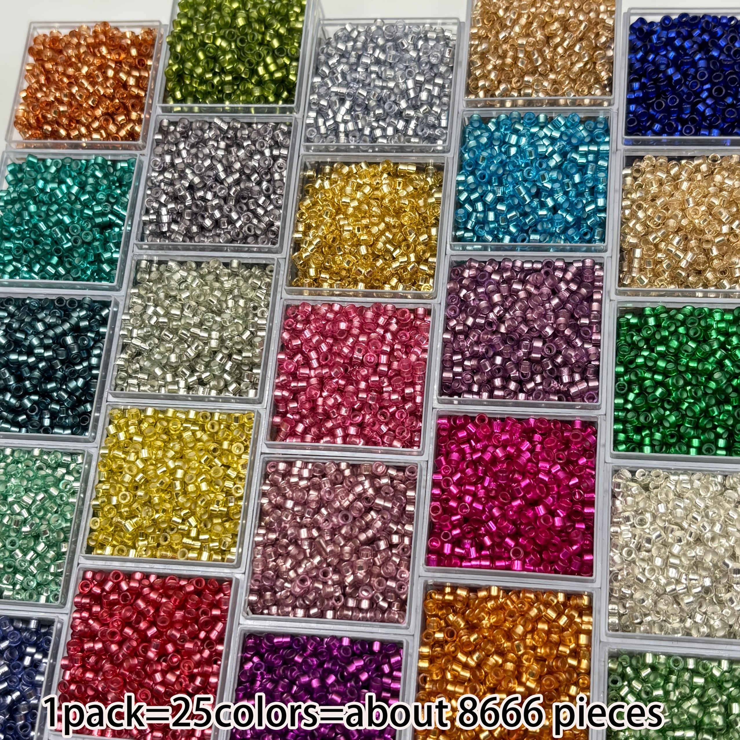 TEMU 8666pcs 25 Colors 2.5mm Uniform Size Bulk Glass Seed Beads Set - Bracelet, Necklace, Embroidery Craft - Perfect Gift For Mother's Day '