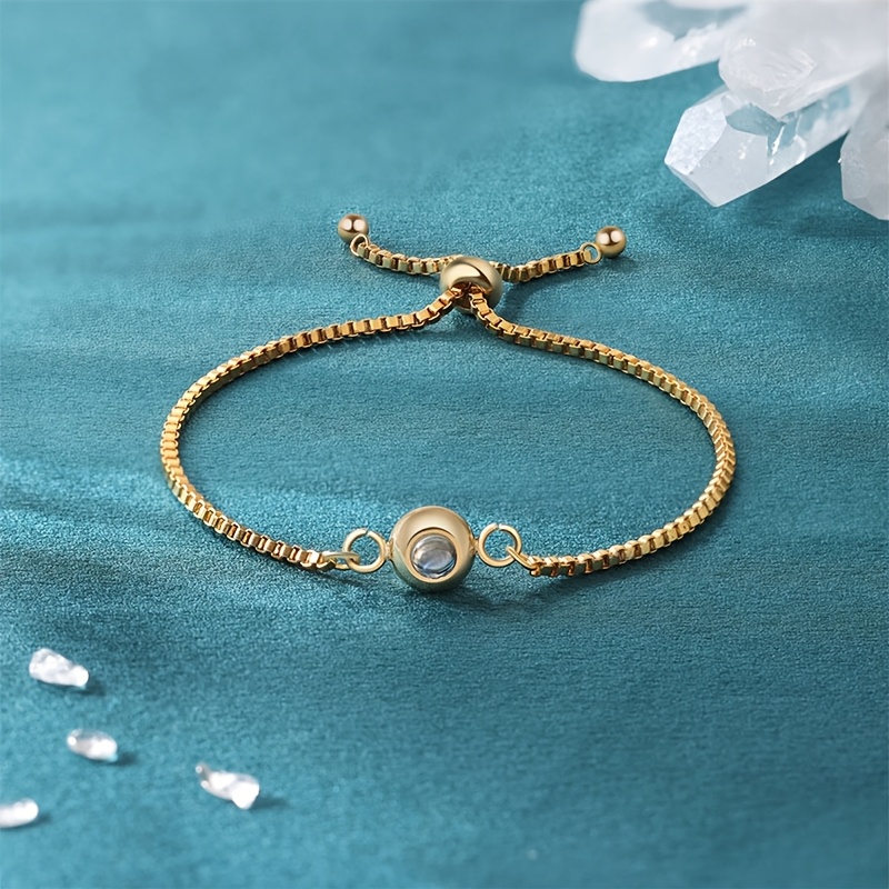 Custom Personalized Photo Projection Bracelet, 18K Gold Plated