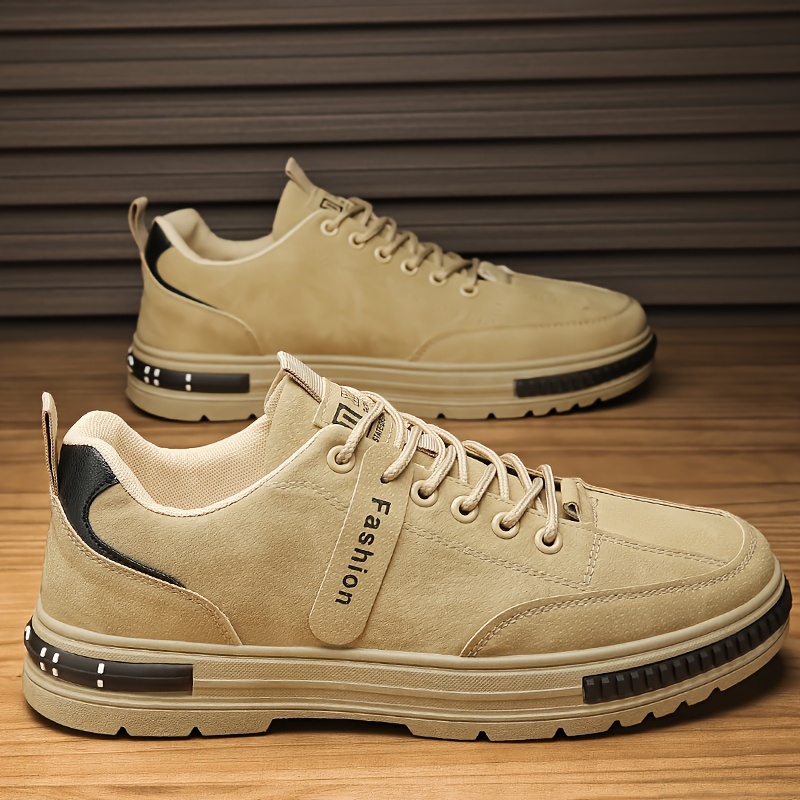 Men's Stylish Plus Size Solid Color Ankle Boots - Comfortable, Non-Slip Lace-Up Sneakers for Outdoor Activities & Casual Wear