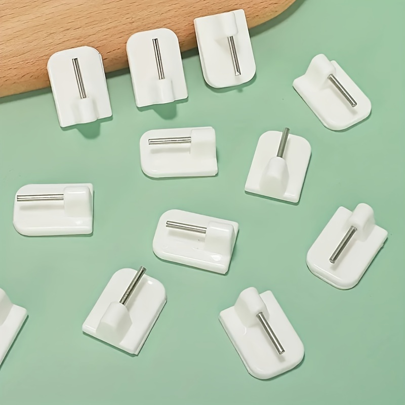 

12pcs Easy-install Adhesive Hooks - Compact, Multi-use For Towels, Curtains & More - Pp Material, White