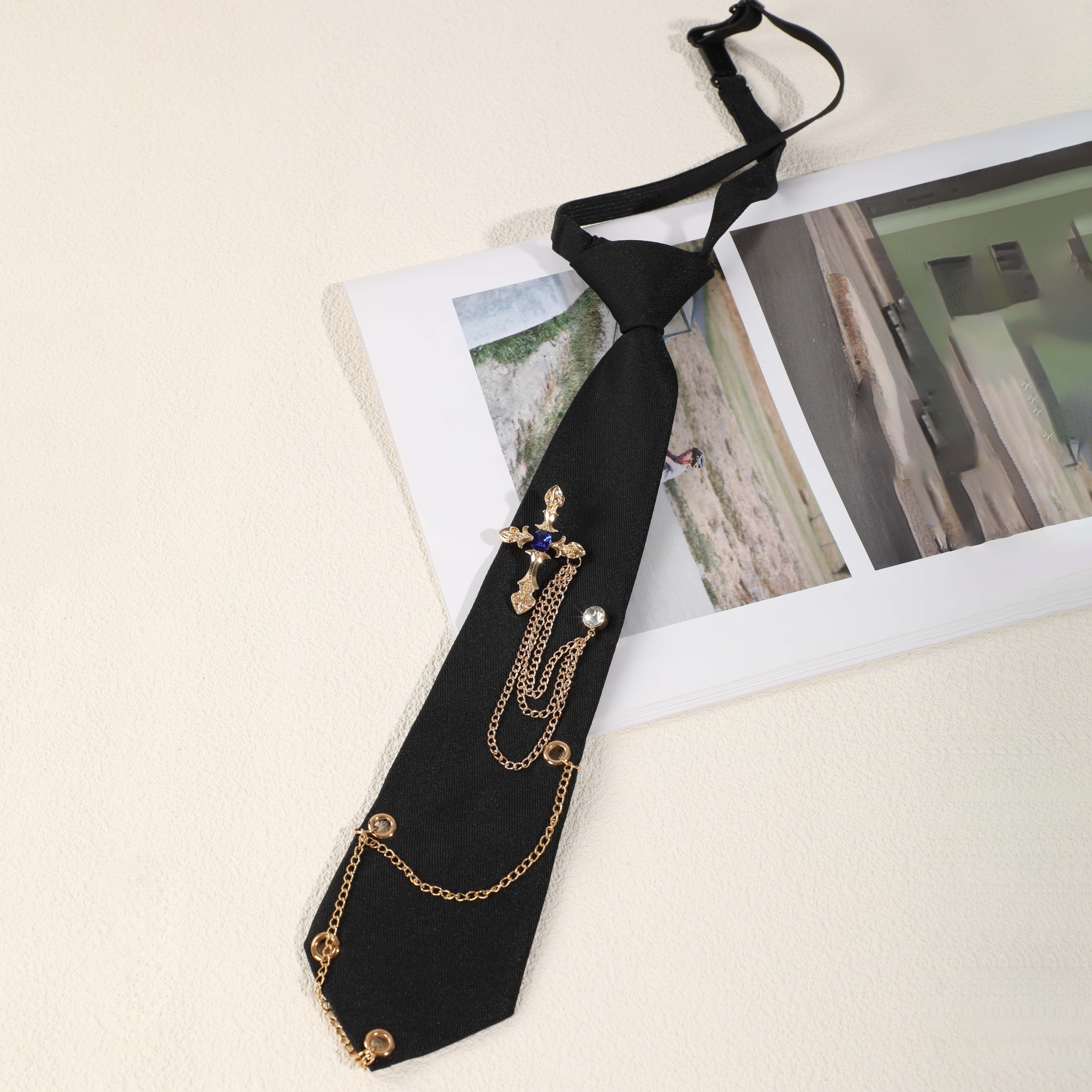 a stylish punk hip hop cross chain necktie detached suitable - Temu