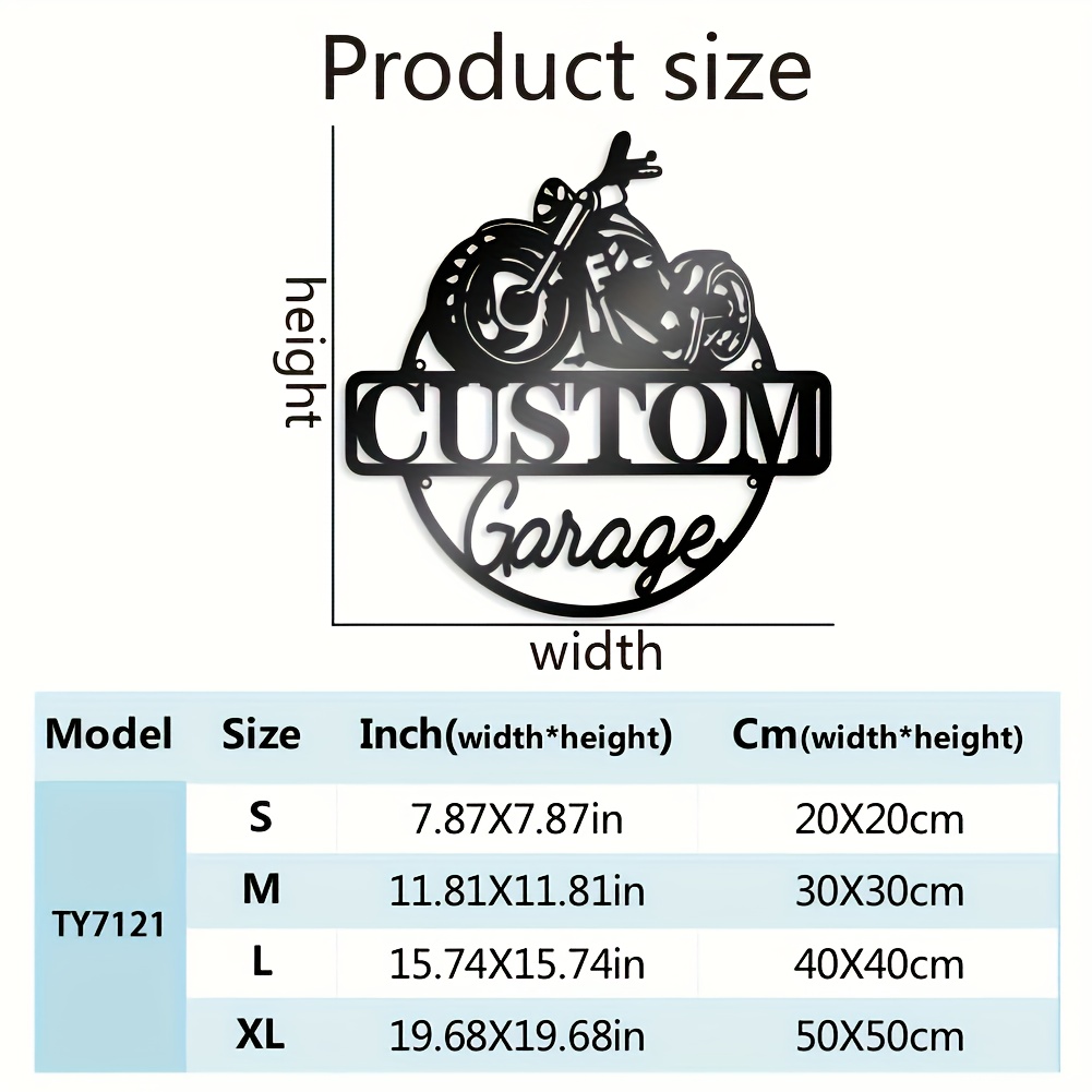 TEMU 1 Custom Motorcycle Garage Sign - Personalized Name Metal Plaque, Vintage Bike Art Design, Durable Wall Decor For Man Cave, Garage, Housewarming