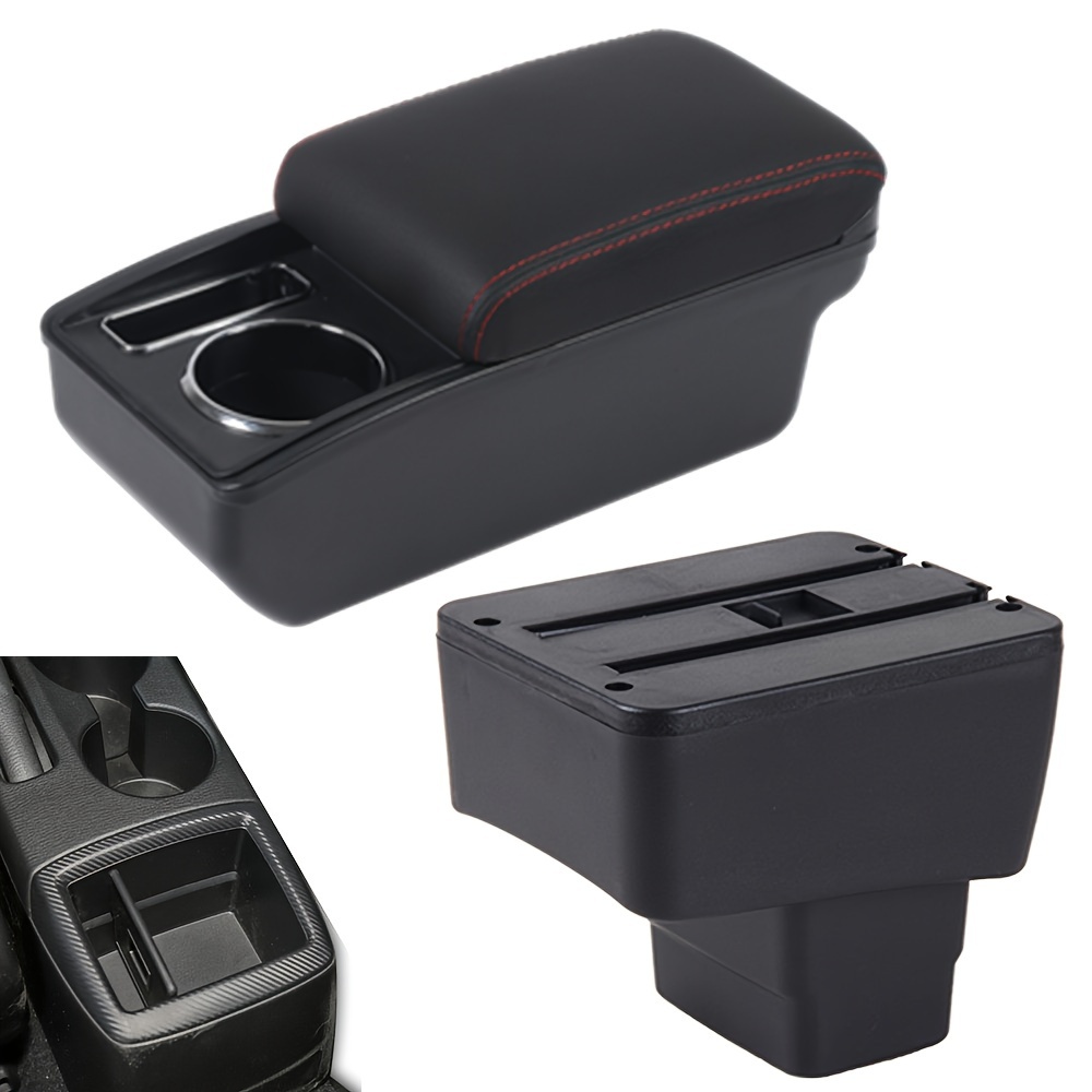 Suitable For Armrest Box, New For 2 Center Console Interior Modification Accessory, Damage-free Installation, Sliding Panel, Double-layer Storage, Front Cup Holder And Phone Slot, No Drilling Required