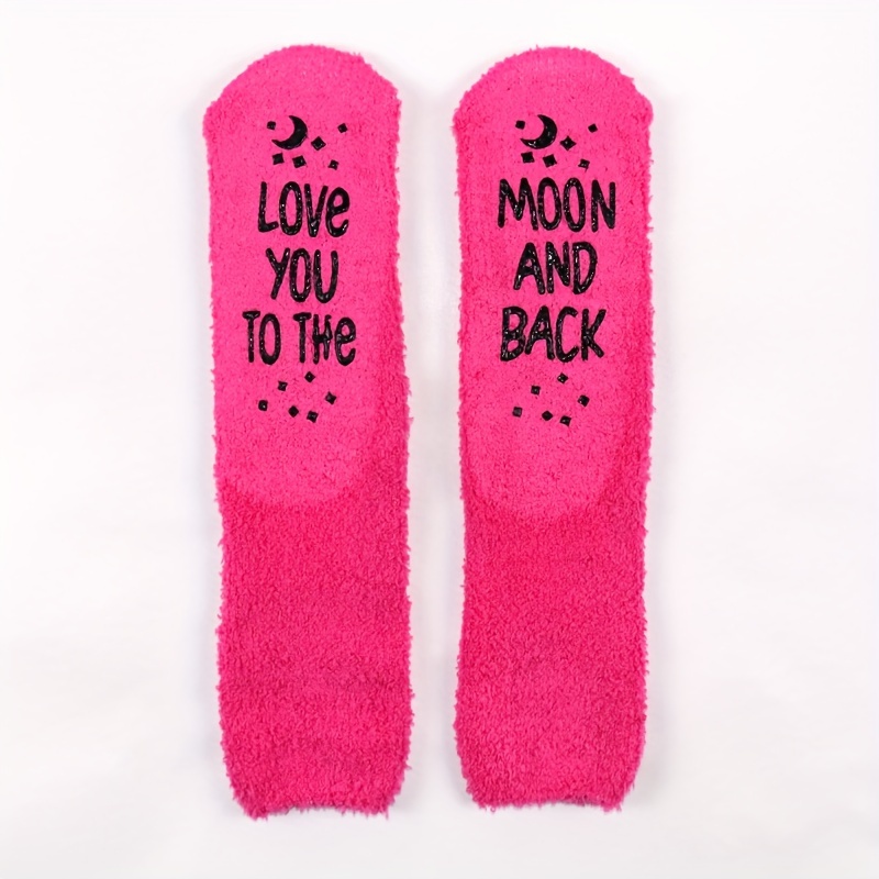 

Cozy Coral Fleece 'love You ' Mid-calf Socks - Soft, Breathable & Non-shedding, Perfect Gift For