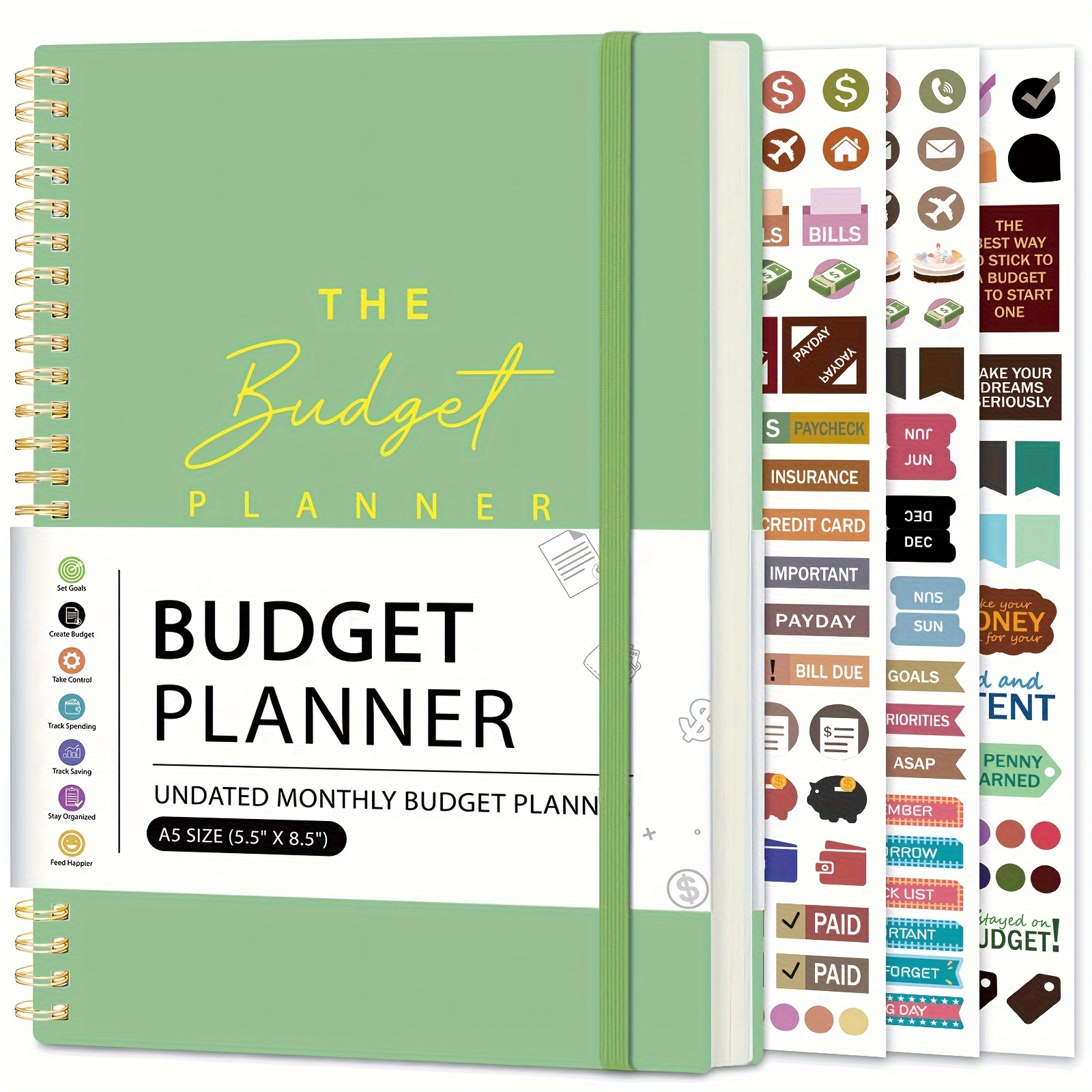 

Budget Planner - Undated Monthly Bill Organizer For Adults, Expense For Effective Money Management, 5.5" X 8.5" With Stickers