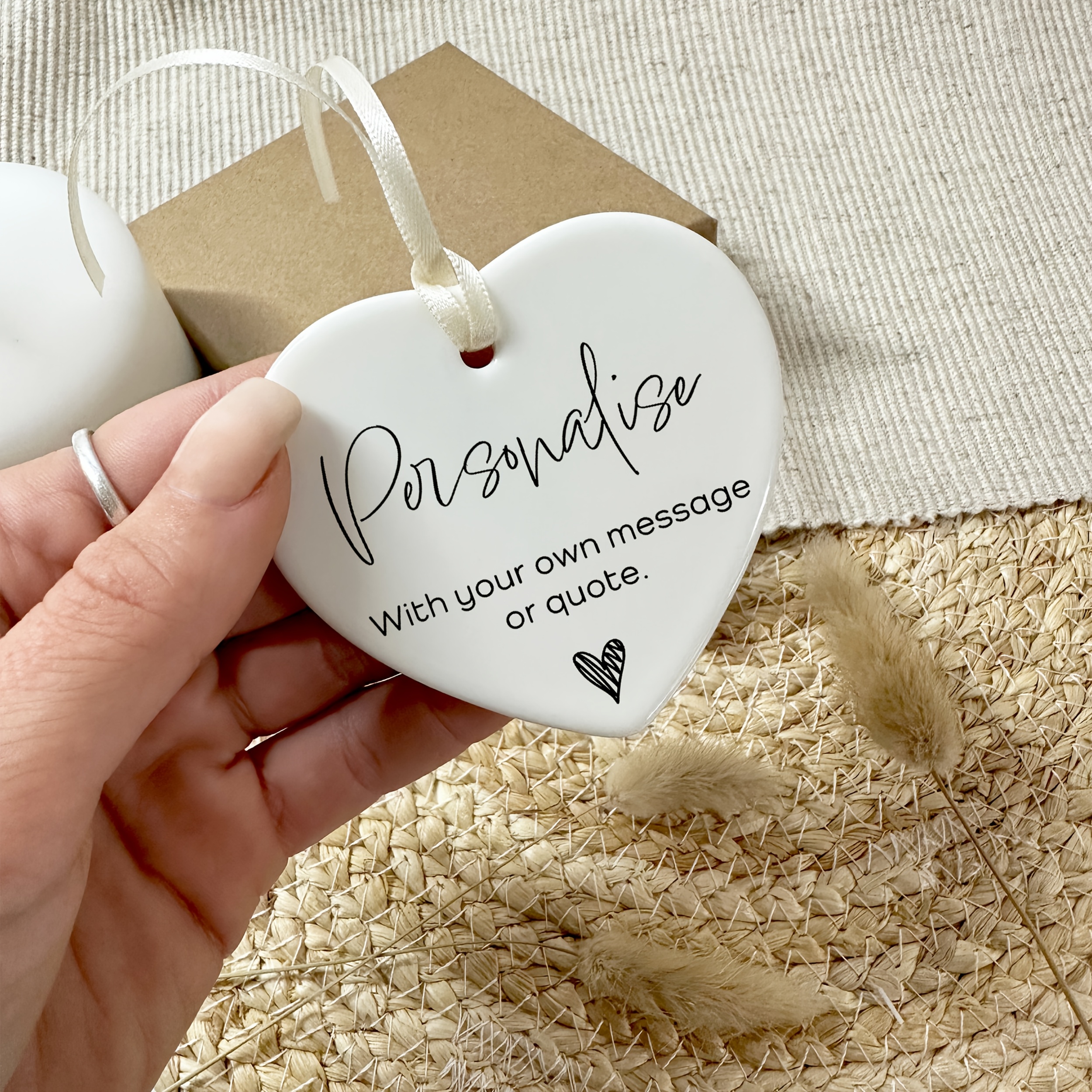 TEMU Custom Message Heart Ceramic Ornament Personalized Quote Text Hanging Plaque Unique Wedding Anniversary Keepsake Holiday Decor