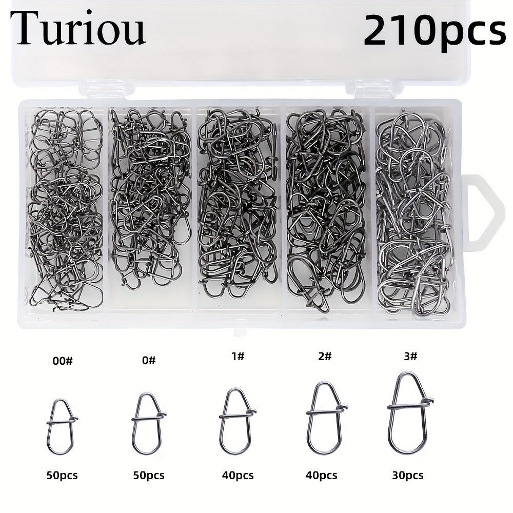 Image of 210pcs Fishing Lure Snap Connector High Strength Stainless Steel Figure 8 Ring Fake Bait Quick Pin Fishing Tackle Supplies