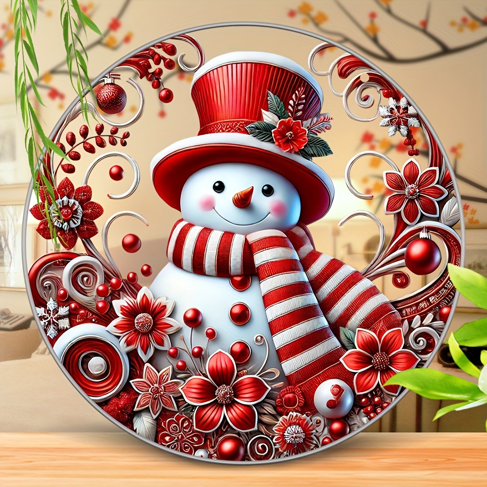 TEMU Charming Snowman Acrylic Suncatcher With Red Hat - 8