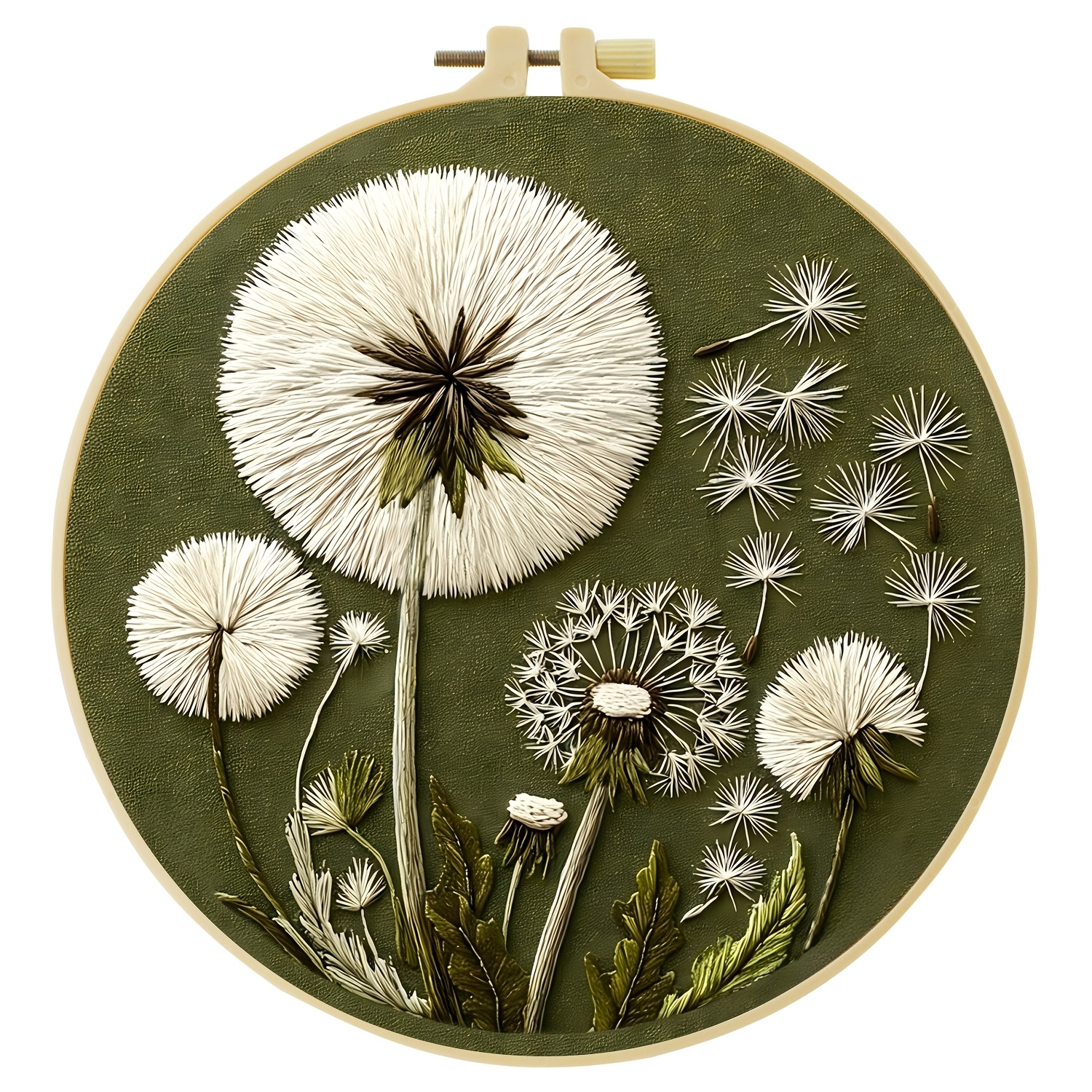 TEMU 15X15Cm-5.9X5.9 Inches/20X20Cm-7.9X7.9 Inches Borduurpakket, Mooie Paardenbloem, Gedrukte Borduurset, Geschikt voor Volwassen Beginners,