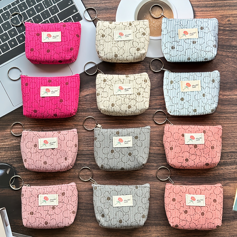 12pcs multifunctional creative corduroy coin purse stylish womens clutch wallet for   and keys simple and versatile gift bag