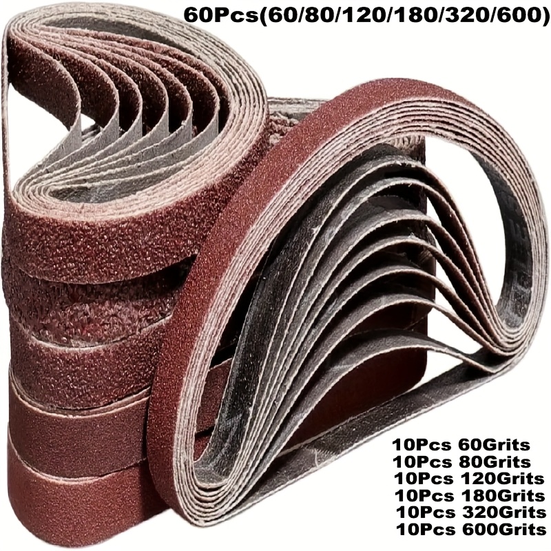 Image of 60pcs Belt, Size 3/8x13 Inches (10x330mm), Respectively 60/80/120/180/320/600 Mesh Sand, Suitable For Wood Grinding And Leveling