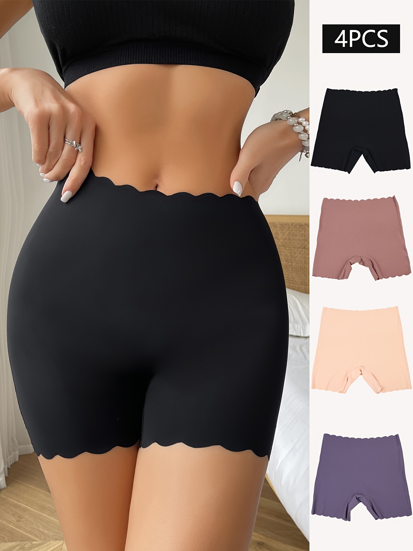 Simple Solid Boyshorts, Comfy Seamless Boxer Shorts, Women's Lingerie &  Underwear