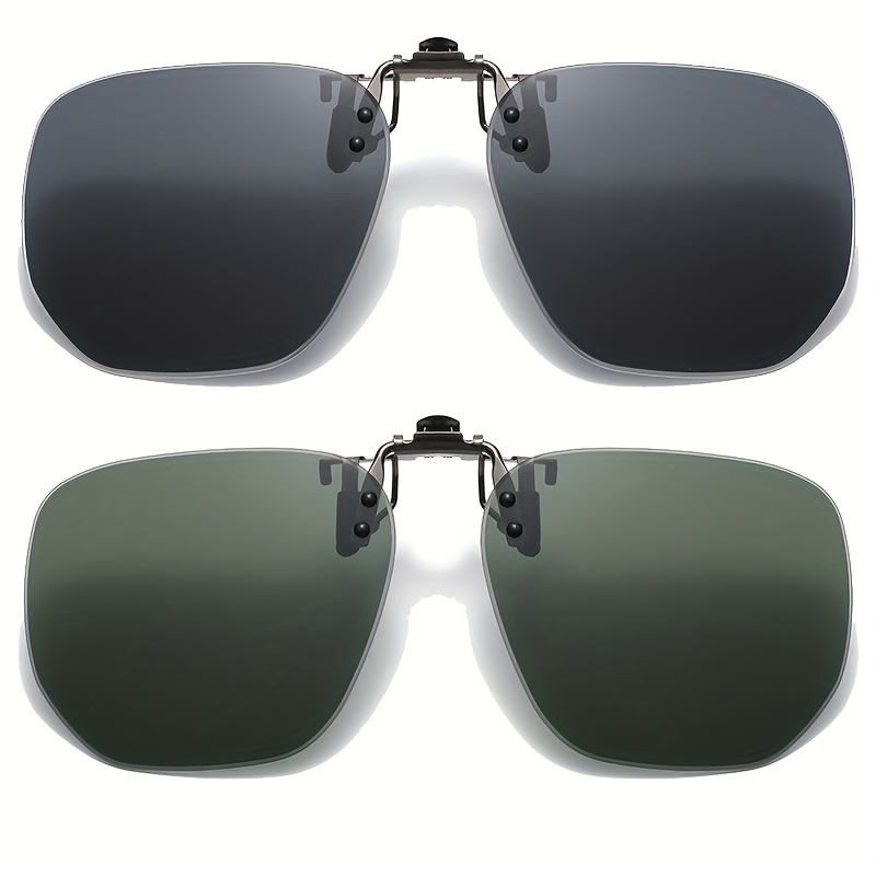 Image of 2pcs Rectangle Glasses Clip-on Fashion Glasses, For Men And Women Party And Driving, Perfect Daily Wear, Photo Props, And Gift For Birthday, Valentine's Day, Christmas