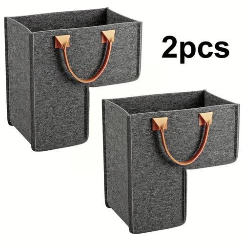 large felt stair basket with leather handles suitable for carpet and wooden stairs multifunctional storage solution compatible with 16 inches foldable design with viewing window shelf basket laundry baskets