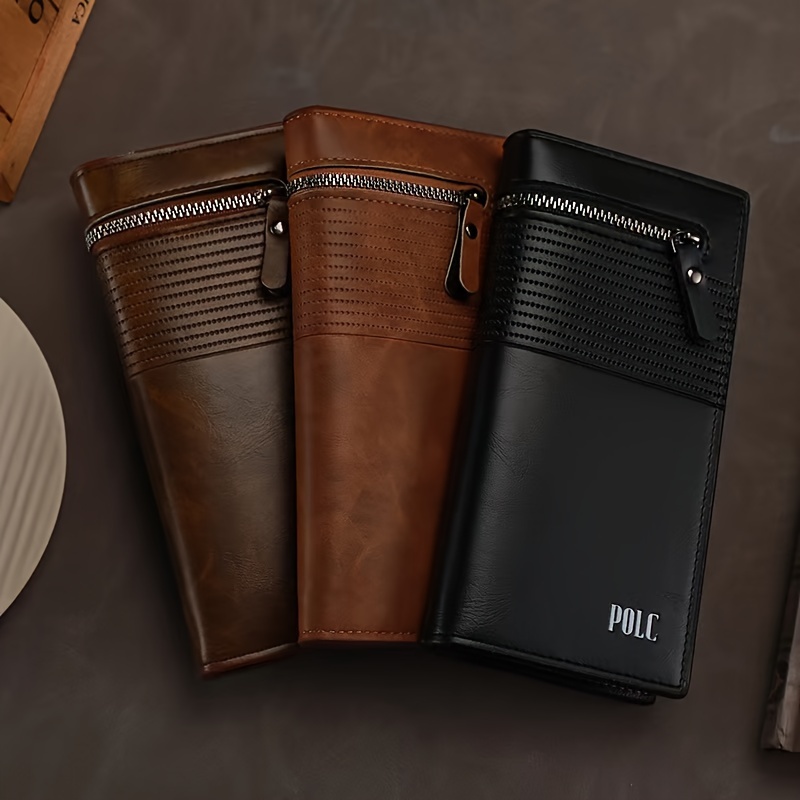 

New Men's Fashionable Casual Long Hand Wallet, With Inner Zipper, Large Capacity Thin Simple Money Clip