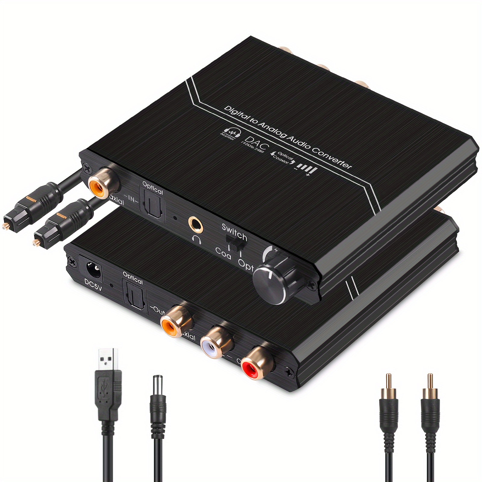  Cable óptico digital a RCA convertidor de audio analógico,  óptico a 2 RCA y convertidor digital a analógico de 0.138 in para  TV/PS4/Xbox/DVD/SPDIF/TOSLINK/puerto óptico a caja de sonido amplificador :  Electrónica