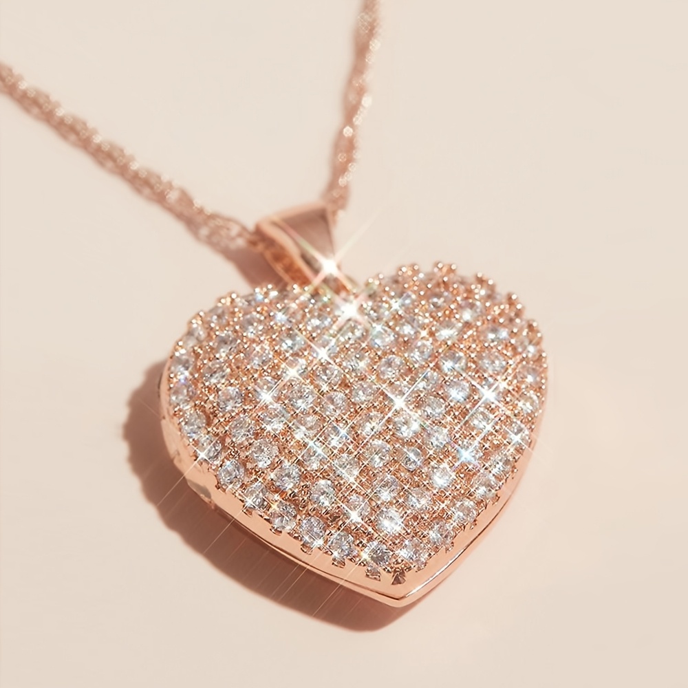Image of 1pc Of Women's Fashion Pendant Necklace, Exquisitely Elegant With Closely Set Synthetic Synthetic Zirconia . Perfect For Daily Wear, Dates, Parties, And As A Valentine's Day Gift