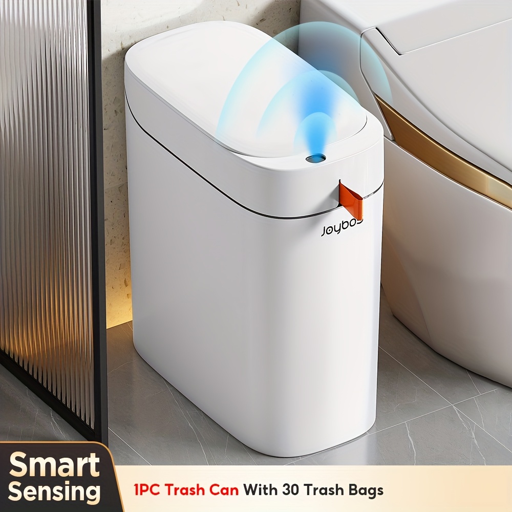 TEMU Automatic Bathroom Trash Can With Lid, Motion Sensor Trash Can, 3.5 Gal Smart Touchless , Type-c Rechargeable, Intelligent Exhaust Fans Auto