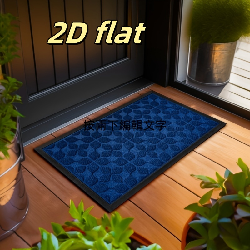 TEMU Entryway Blue Geometric Floral Pattern Doormat, Suitable For Indoor And Outdoor Use