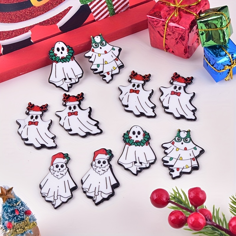 

40pcs Christmas Christmas Wreath Christmas Hat Acrylic Pendant Diy Handmade Earrings Decorative Pendant Accessories