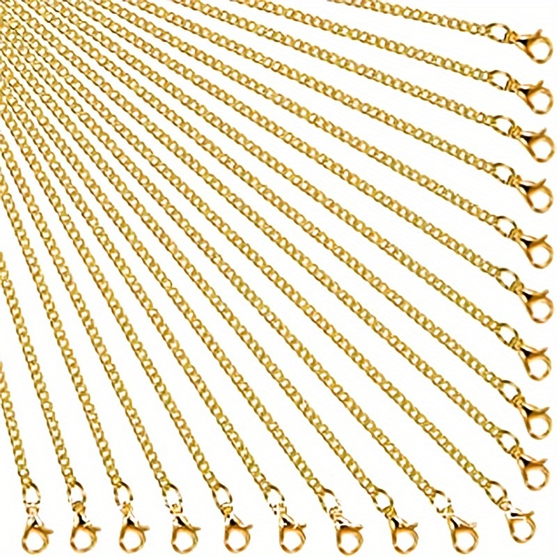 

24-piece Kc Gold-plated Diy Necklace Kit With Lobster Clasps, 20" Iron Chains For Women's Jewelry Crafting Supplies