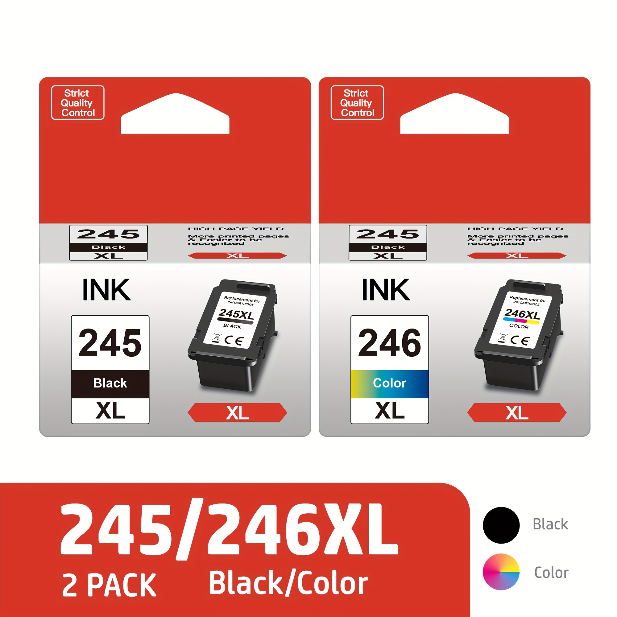 

2 Pack 245xl 246xl Combo Pack Replacement For Ink 245 246 Pg-245 Xl Pg-245xl Black Color Ink Cartridges For Pixma Mx490 Mx492 Mg2522 Tr4520 Ts3322 Ts202 Mg2500 Ts3122 Tr4500 Printer
