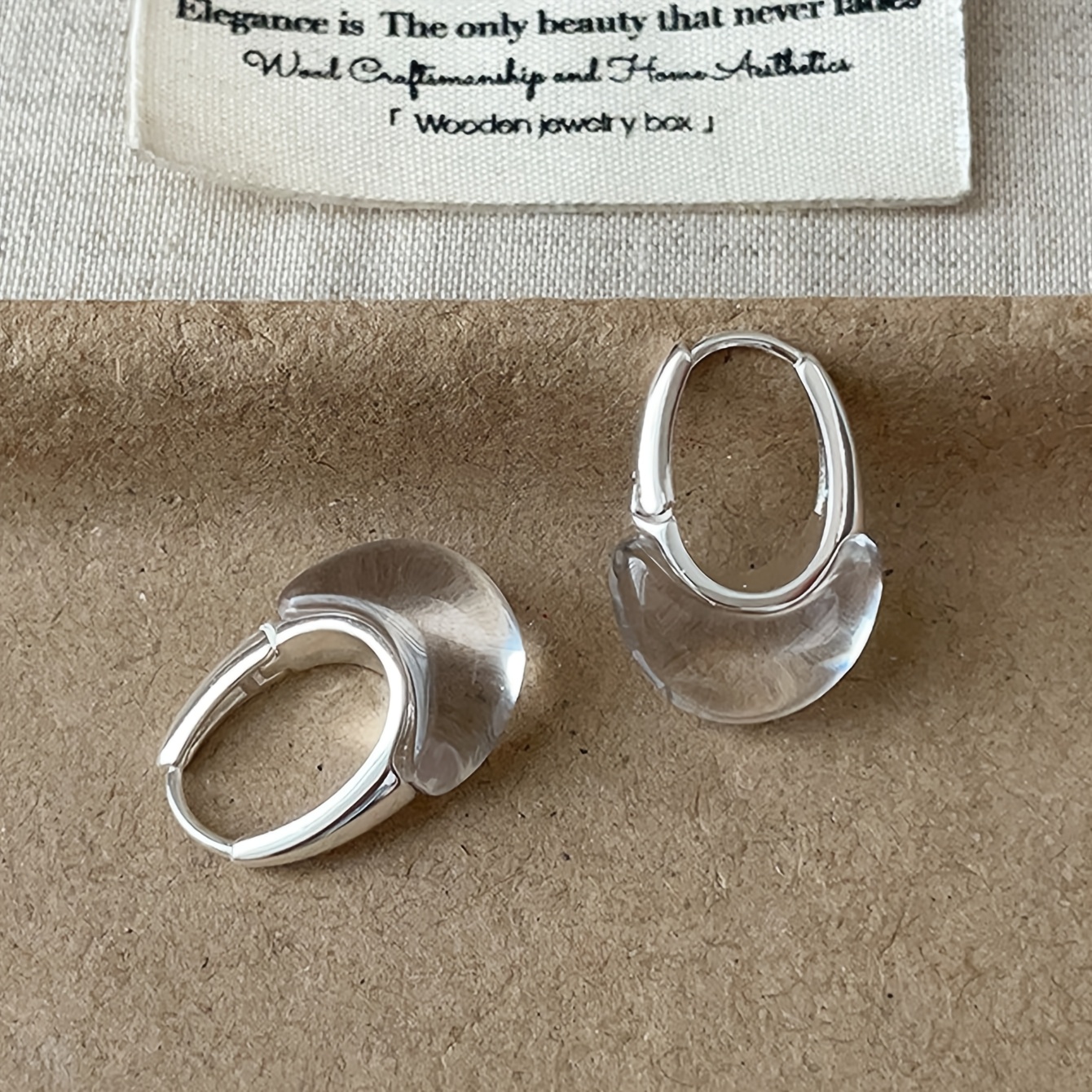 TEMU 1 Pair Of High-end Transparent Resin Teardrop Copper Alloy Women' Commuting Ear Clips
