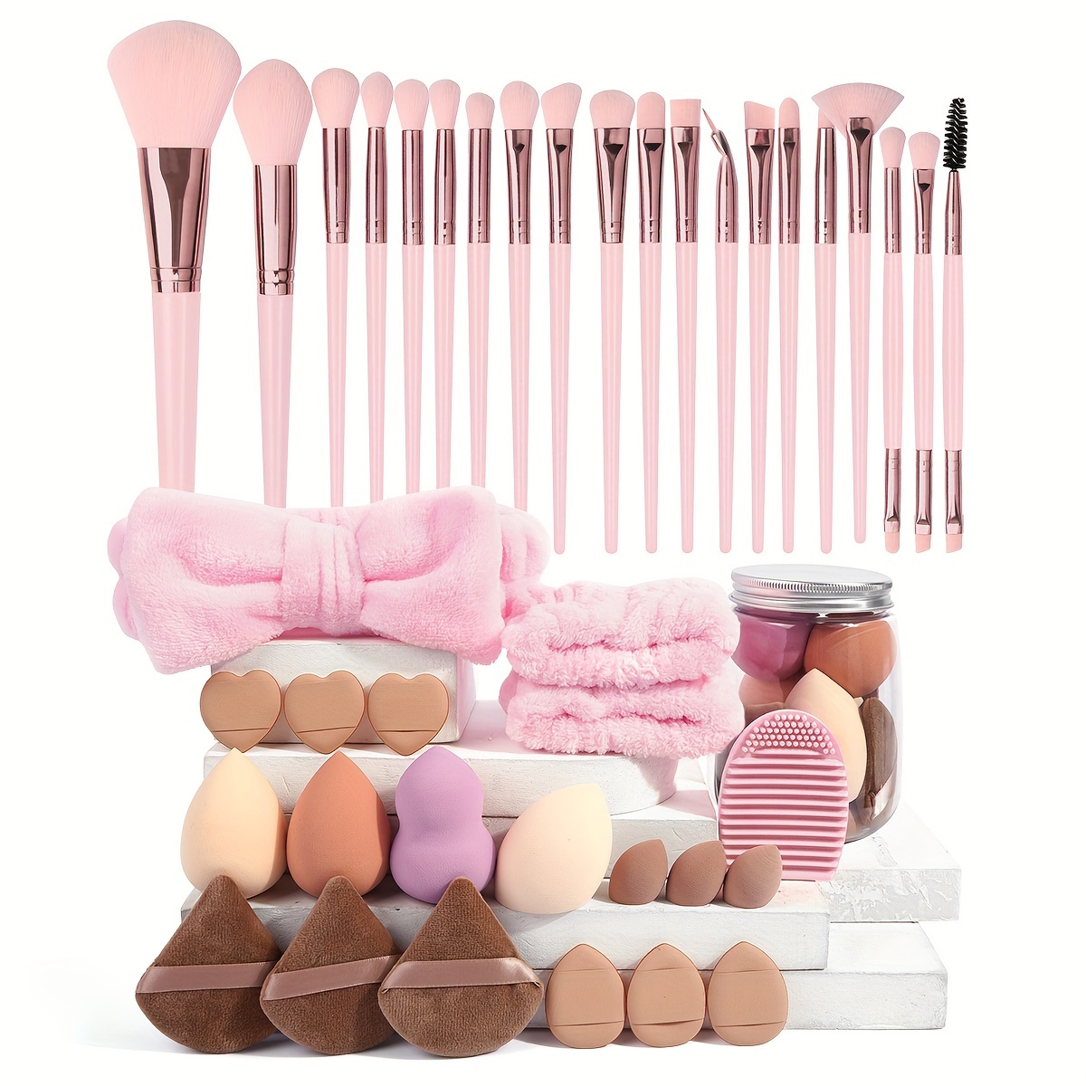 

Maange 41-piece Makeup Tools With 20 Brushes, 16 Sponges, Sponge Holder, Cleaning Pad, Headband, Wristband | Skin-friendly Cosmetic Tools | Portable Travel Kit | Beginner Gift Set