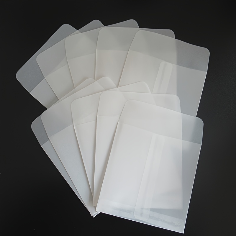TEMU 10pz Buste di Carta Traslucide Quadrate con Finitura Opaca, Autoadesive per Biglietti di Ringraziamento & Materiale d'Ufficio