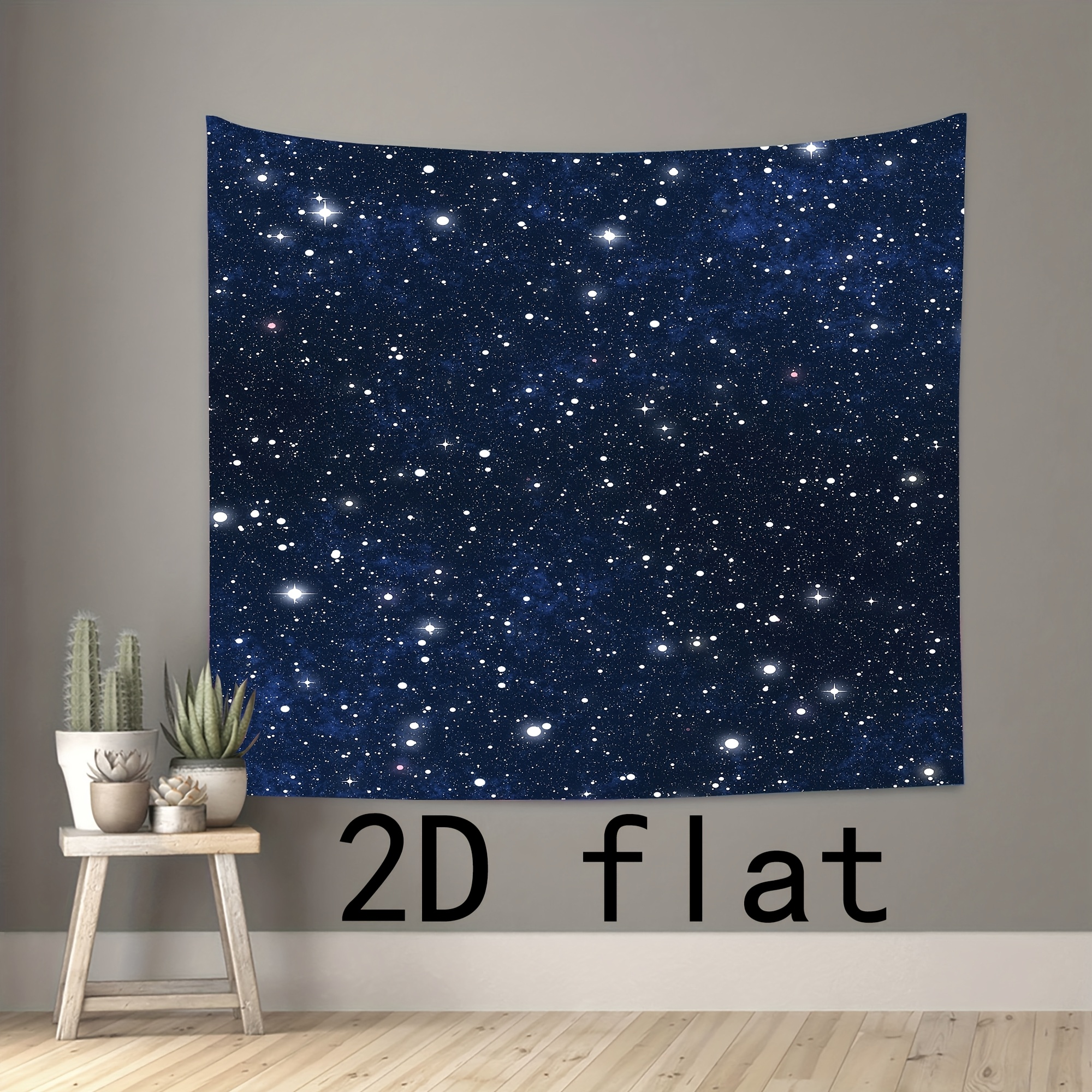 Galaxy Space Tapestry Dark Blue Starry Night Sky Wall Hanging_voghion.com